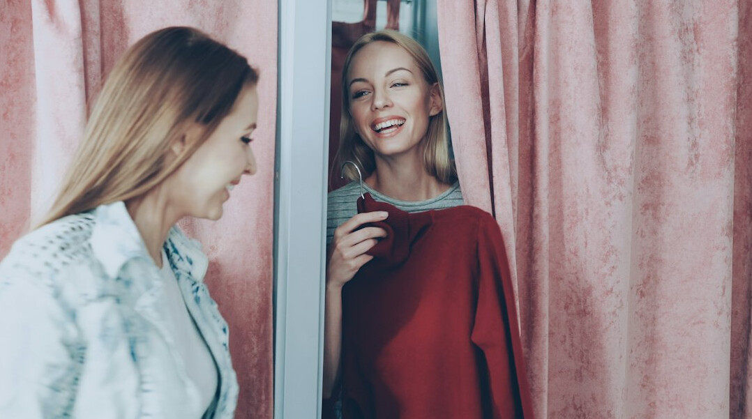 woman practicing speech in mirror