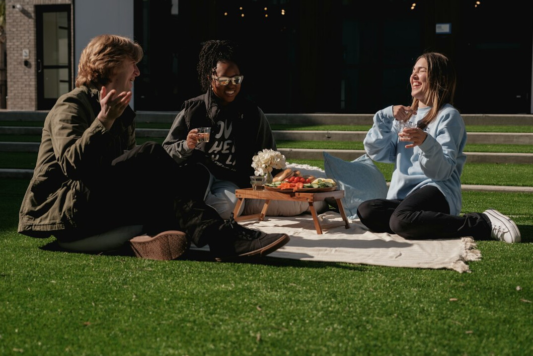 friends chatting outdoors