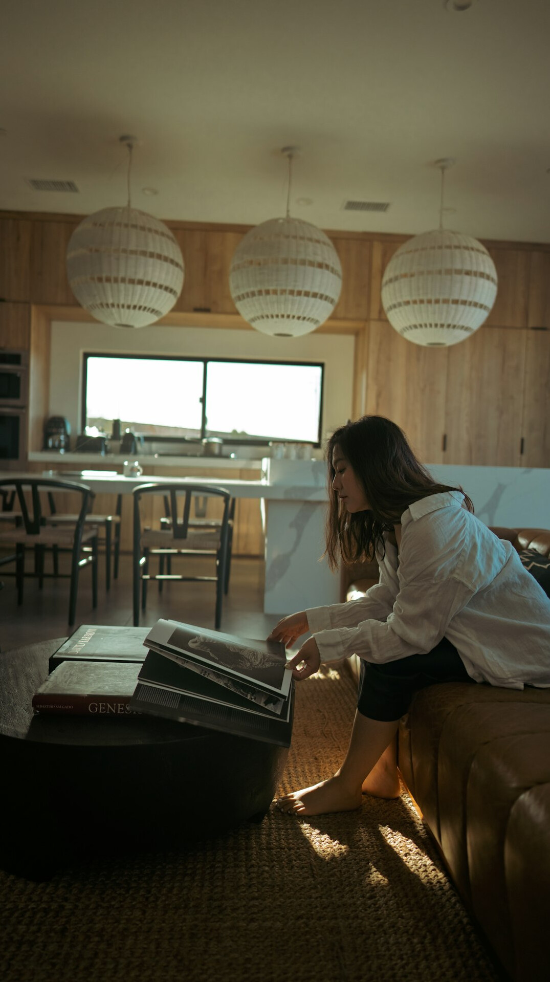woman reading book in quiet room